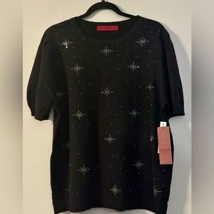 NWT Love Scarlett Black Sparkle Sweater XL